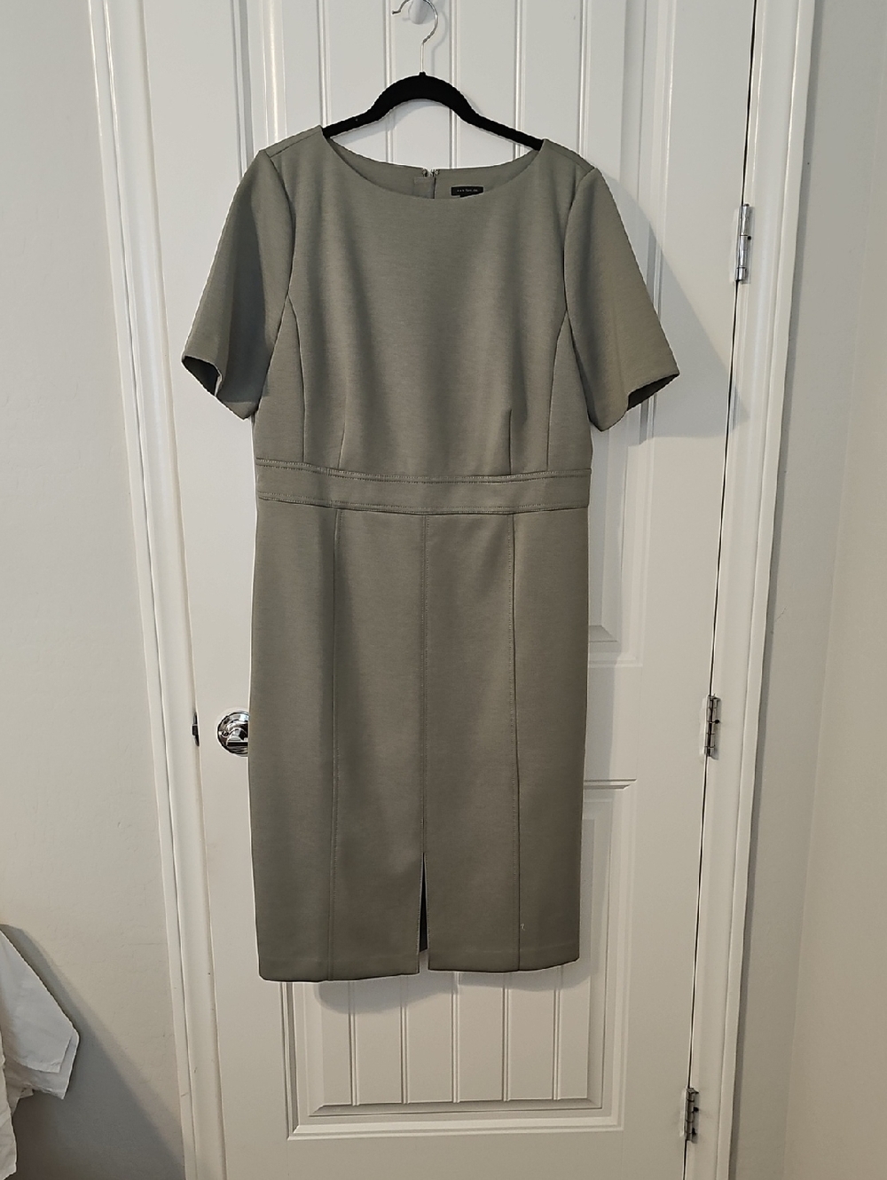 Ann Taylor Classic Olive Sheath Dress - Short Sleeve